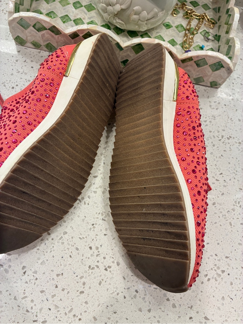 Kenneth Cole Reaction Coral Knit Slip-On Sneakers with Gold Trim - Picture 6 of 8